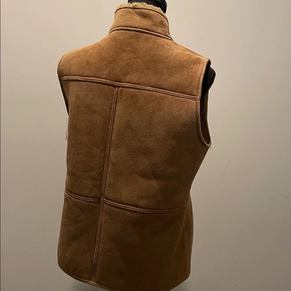 The Territory Ahead Vest Women Size M Tan Genuine Leather Zipper Snaps Cabincore - Picture 8 of 16